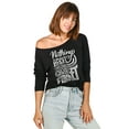 thumbnail image 2 of Nothing is lost until your mother can't find it Women's Fashion Slouchy 3/4 Sleeves Raglan Lightweight Sweatshirt Black Small, 2 of 3
