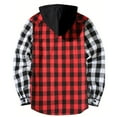 thumbnail image 4 of Horkkom Flannel Hoodie for Men Button Long Sleeve Plaid Shirt Fall Flannel Jacket with Pocket Drawstring XXL, Gifts for Men, 4 of 4