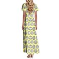 thumbnail image 4 of LWavelet Women's V-Neck Ruffle Sleeve Bunny & Easter Egg Print Maxi Dress for Easter & Casual Outfits Yellow 2XL, 4 of 4