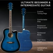 Best Choice Products 41in Full Size Beginner Acoustic Guitar Set with Case, Strap, Capo, Strings - Blue