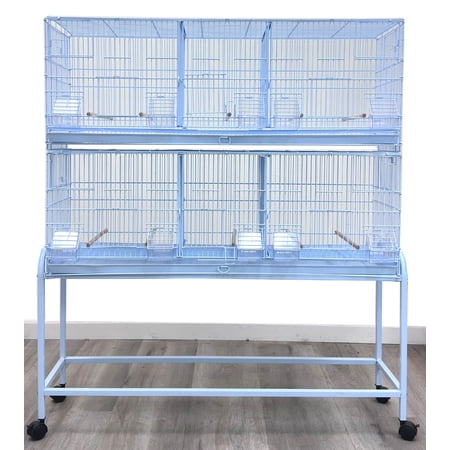 Two of X-Large 38"x11"x15"H Triple Cages Stackable Breeder Bird Flight Parrot Removable Double Center Divider Side Nest Box Doors With Removable Rolling Stand