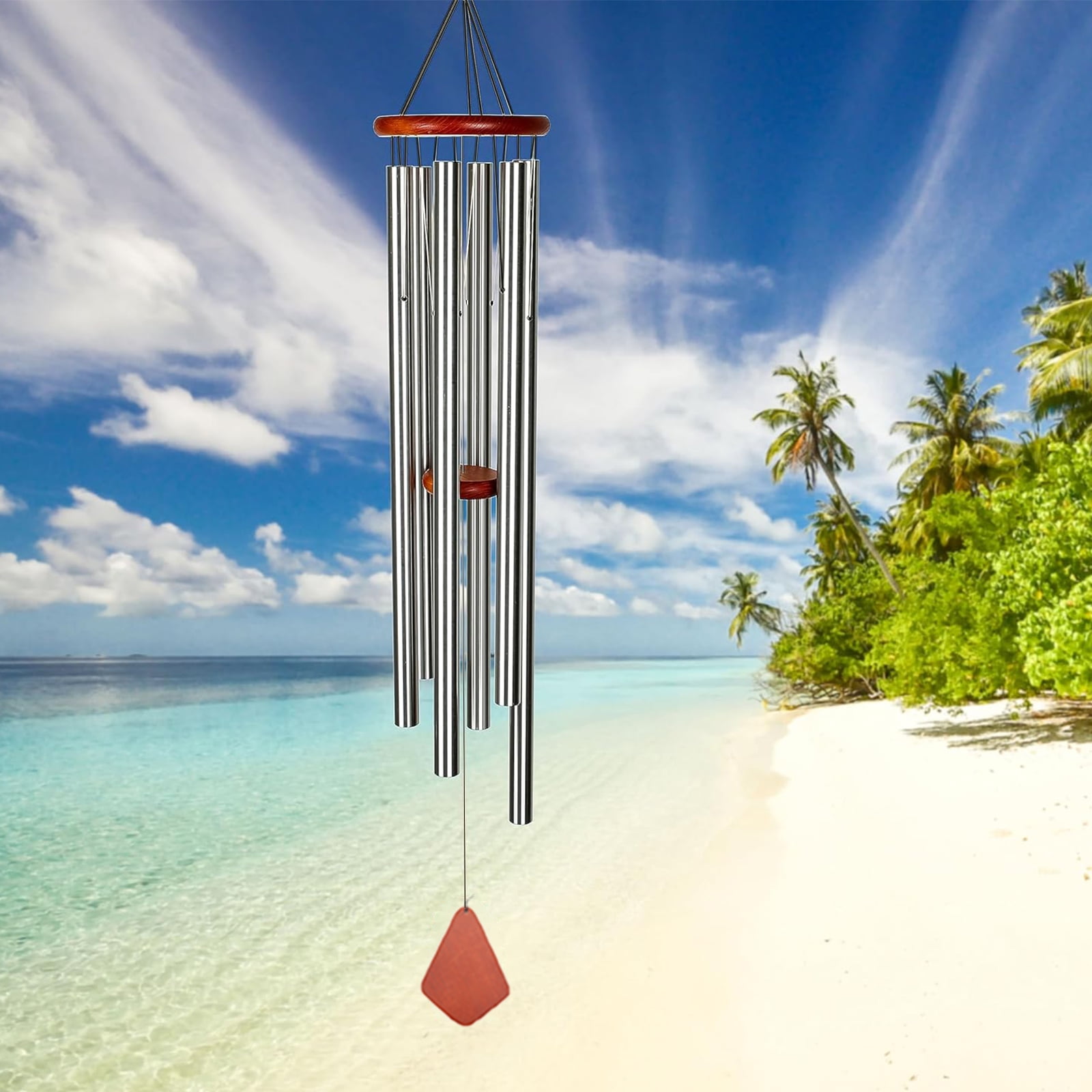 Large Outdoor Metal Wind Chime, Large Wind Chime, Deep Tones, Soothing, With Six Tubes, Suitable For Garden, Patio, Home, Perfect Gifts