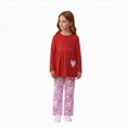 thumbnail image 4 of Cdudpw Toddler Girl Clothes Girls Fall Outfits Kids Clothing Winter Long Sleeves Ruffle Hems Top Pant Set 3-8T(Y210-Red), 4 of 8