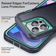 thumbnail image 6 of JTCASES Compatible with iPhone 15 Pro Case Heavy Duty Protective Rugged Phone Case, Full Body Anti-dust Shockproof Drop Proof Armor Durable Cover Case for iPhone 15 Pro 6.1 inch, Deepblue/Mint, 6 of 10
