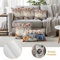 thumbnail image 6 of Fall Orange Blue Outdoor Waterproof Pillow Covers, Thanksgiving Floral Botanical Retro Decorative Square Throw Pillowcase Sofa Cushion Sham for Patio/Couch/Chair, 18"x18" 2 Pack, 6 of 8