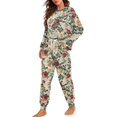 thumbnail image 2 of SCRAWLGOD Rose Long Sleeve Pajamas for Women 2 Piece Outfits Sets Casual Clothing Drawstring Women Jogger Pj with Pockets Size XL Comfy House Wear for Women, 2 of 7