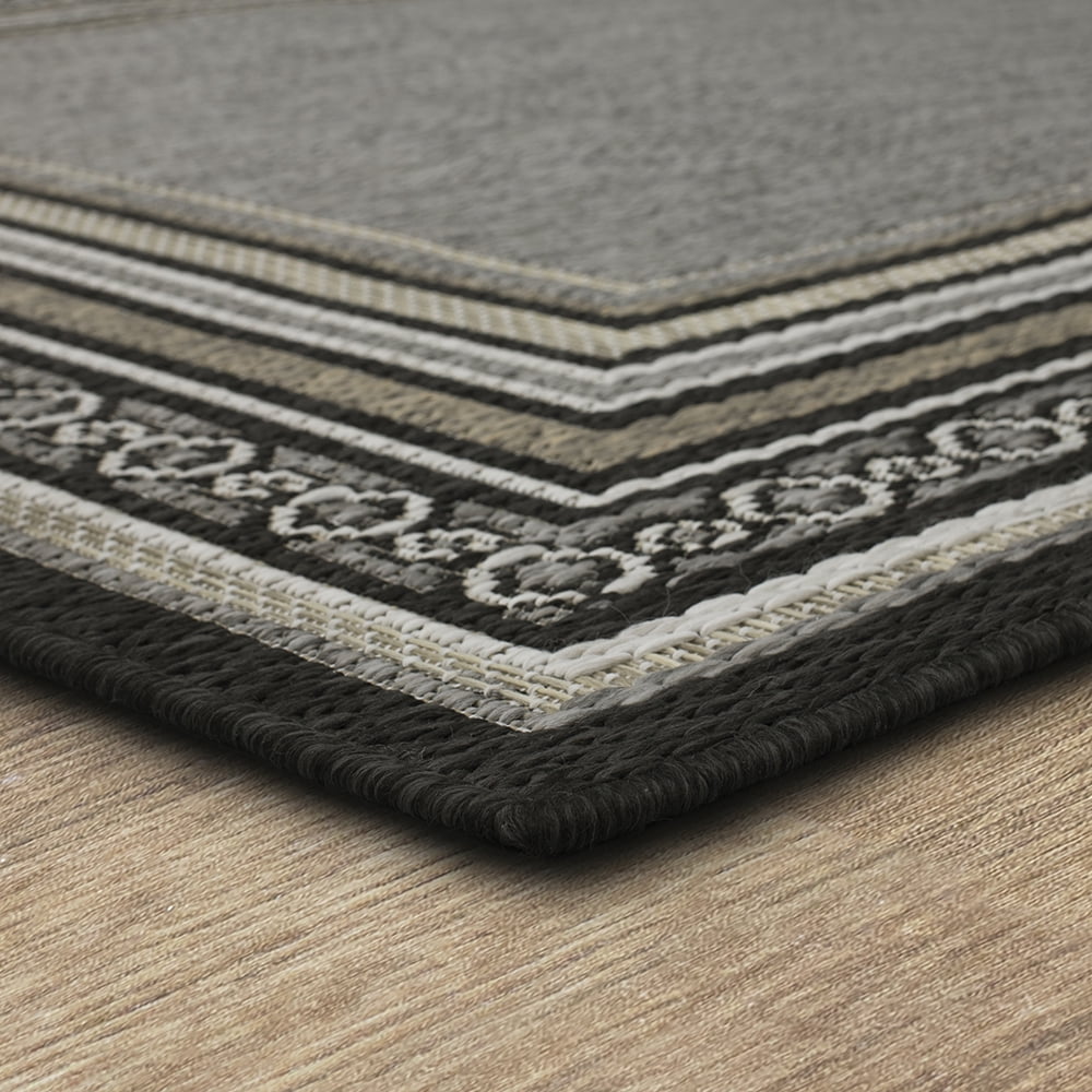 Mohawk Home Islamorada Stripe Outdoor Area Rug, Dark Grey, 10' x 13'