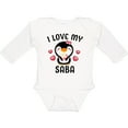 thumbnail image 3 of Inktastic I Love My Saba with Cute Penguin and Hearts Girls Long Sleeve Baby Bodysuit, 3 of 5