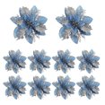 thumbnail image 2 of 4uds. 10 Uds. De cabezas de flores en polvo con purpurina de 15cm para decoración de árbol de Navidad (azul claro), 2 of 2