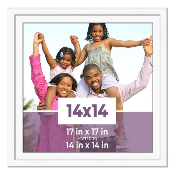 14x14 Frame White With White Picture Mat For 14x14 Photo - White 17x17 Frame To Display Print or