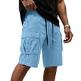 thumbnail image 2 of CCRFTGI Men's Casual Cargo Shorts with Drawstring Elastic Waist and Cargo Pockets Summer Outdoor Shorts Comfort Hiking Shorts Sky Blue L, 2 of 6