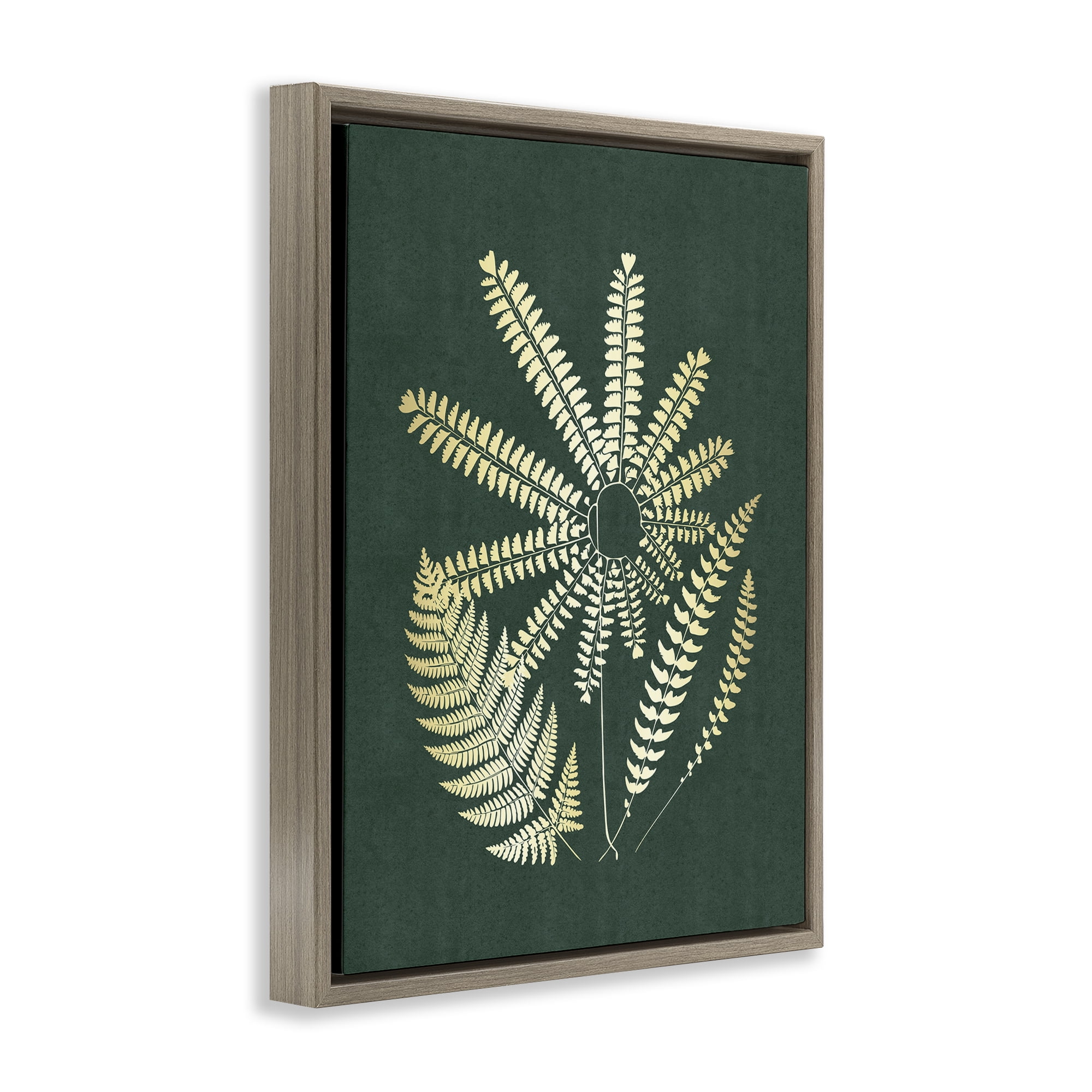 Stupell Industries Fern Sprigs Flower Shape Plants & Flowers Painting Brown Floater Framed Canvas Art Print Wall Art, 25 x 31