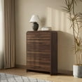 thumbnail image 4 of LuxenHome Modern Walnut Finish 5-Drawer Chest, Engineered Wood Storage Dresser with Rounded Corners, 4 of 12