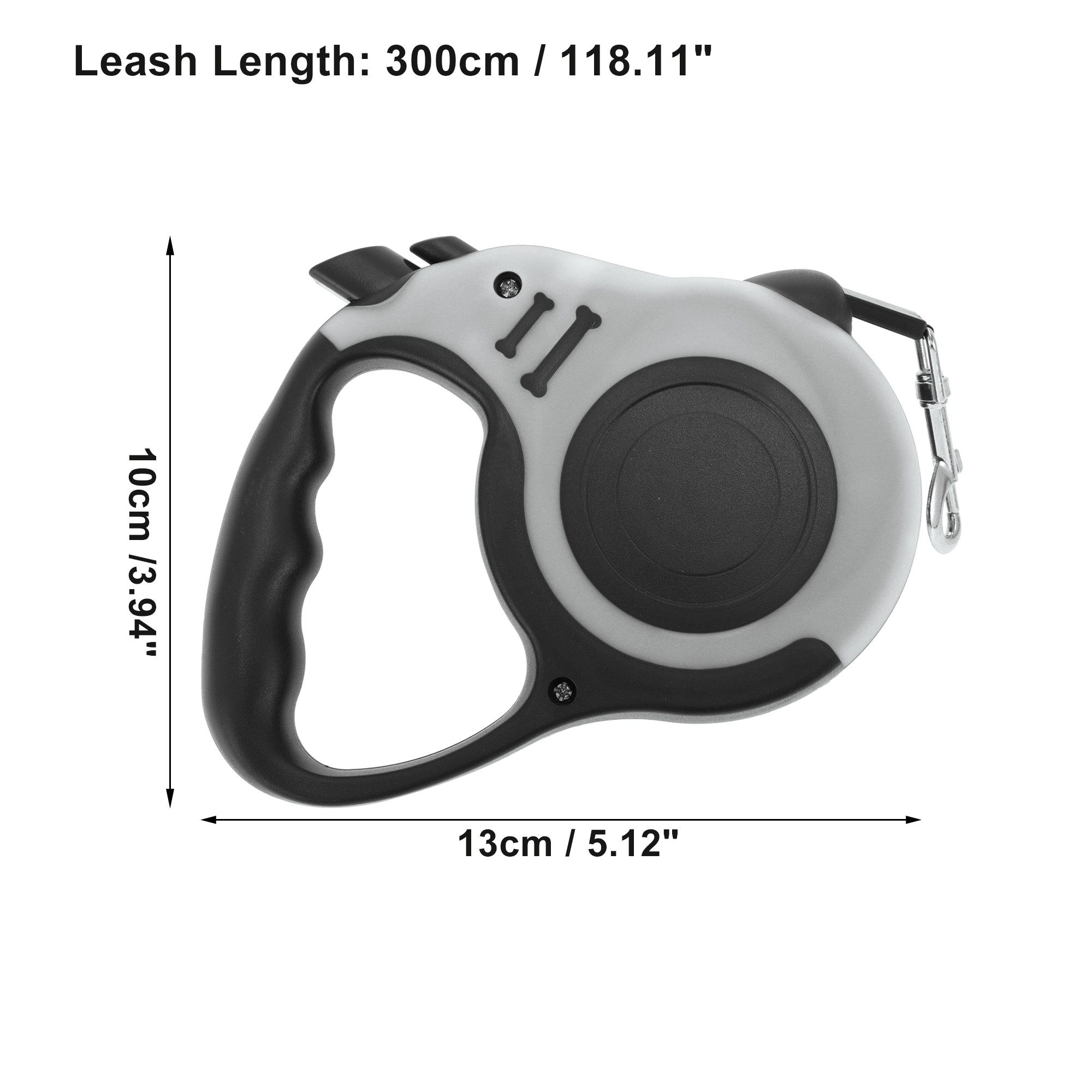 Unique Bargains Retractable Pet Leash Ergonomic Dog Leash with Handle White 118.11"