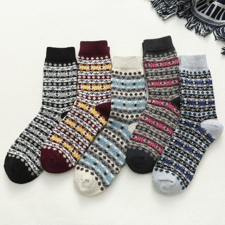 

Yoslce Wool Socks For Women 5 Pack Womens Socks Vintage Winter Soft Warm Cold Knit Wool Socks