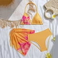 thumbnail image 5 of Weebloom Swimsuits For Little Girls Floral Print Bikini Swim Two Piece Bathing Teen Kids Summer Beach Swimwear Orange Size 8-9 Years, 5 of 6
