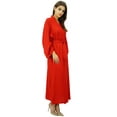 thumbnail image 6 of Bimba Womens Solid Rayon Robe Getting Ready Bride Bridesmaid Coverup Maxi Robes, 6 of 8