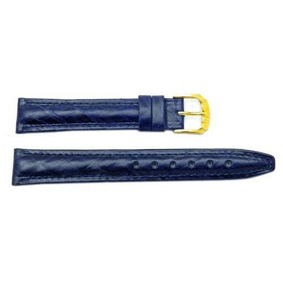 12mm Genuine Leather Textured Padded Blue Watch Band