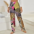 thumbnail image 3 of Cheetahs Pink Floral Jungle Print Winter Female Pants Flannel High Waist Women Pants Lady Warm Straight Leg Plush Trousers, 3 of 7