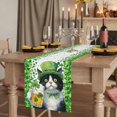 thumbnail image 2 of Table Runners 70 Inches Long Dress Scarves, St. Patrick's Day Farmhouse Coffee/Dining/Kitchen Table Decor, Holiday Table Runner, Spring Cute Cat Beer Green Clovers 13x70 Inch, 2 of 9