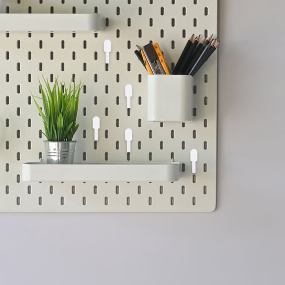 KONTONTY 20pcs Pegboard Hooks for Garage Storage Solutions HIPS White Sleek Finish for Homeowners