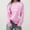 Pink, variant on EchfiProm Winter Women Sweaters Pink Pullover Loose Solid Bow Long Sleeve Crew Neck Knit Sweater Top Free Size