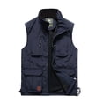 thumbnail image 1 of UKAP Mens Fishing Vest Sleeveless Jacket Outdoor Regular Fit Holiday Cargo Navy Blue XL, 1 of 3
