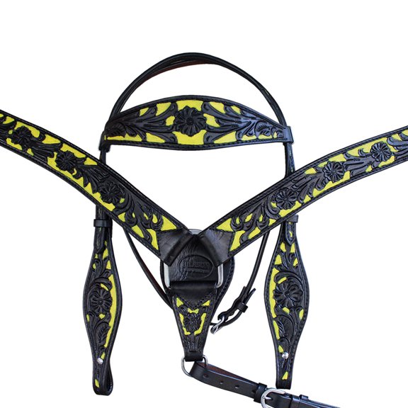 HILASON Western Horse Headstall Breast Collar Set Tack American Leather