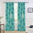 thumbnail image 6 of Curtains Black Out Window Cover for Bedroom Living Room 84 inches Length Flowers Teal Color Room Divider Door Curtains for Bedroom, 1 Panel, 6 of 7