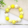 thumbnail image 3 of Bright Color Print Flower Wood Beads Stretchy Bracelet Summer Jewelry Girls Gift, 3 of 8