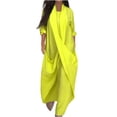 thumbnail image 2 of AUNVITO Women's Loose Fit Stretchy Long Sleeve Dress Round Neck Casual Comfort, 2 of 6