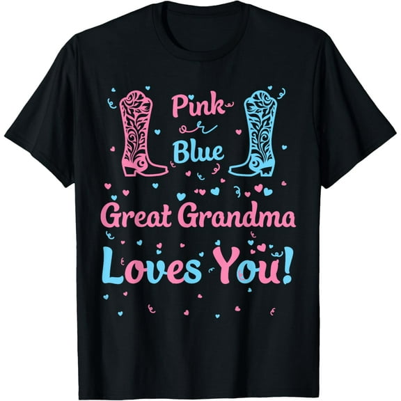 Great Grandma Gender Reveal Pink Blue Cow Matching Family T-Shirt