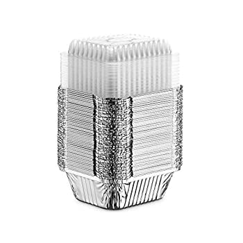 50 Pack Of Disposable Takeout Pans With Clear Lids 1 Lb Capacity Aluminum Foil Food Containers Strong Seal For Freshness Eco Friendly And Recyclable 5x4 Inch Drip Pans By Walmart Com Walmart Com