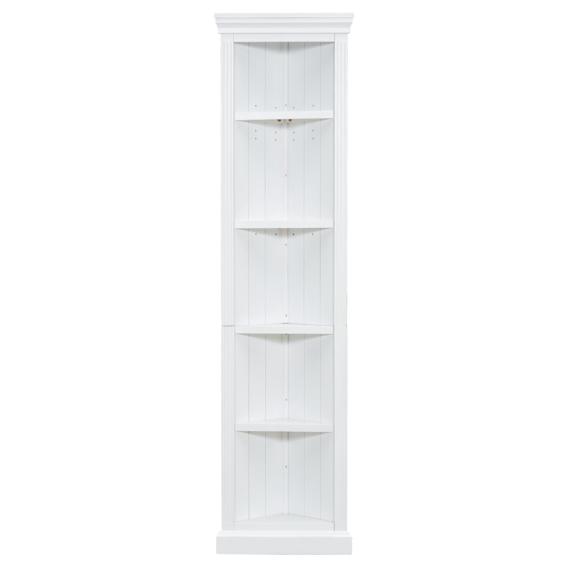 GDF Studio Kassi 83.4" 5-Tier Modern Corner Shelf & Bookcase with Adjustable Shelves, Open Plant Display Stand, White