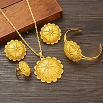 Eritrean Ethiopian Jewelry Pendant Necklaces Earrings Ring Bangles for Women 14k Yellow Gold African Weeding Productss