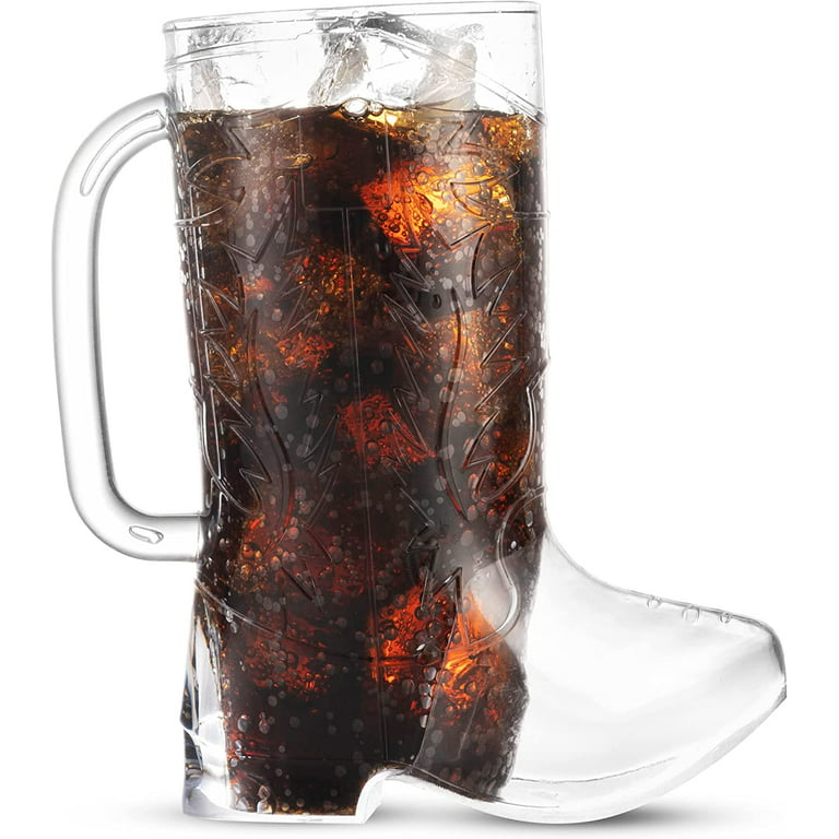 JoyServe Cowboy Boot Cups - (Pack of 6) 17oz Cowboy and Cowgirl Drink Mugs, Reusable BPA-Free Plastic Mug with Handle for Western Themed Rodeo