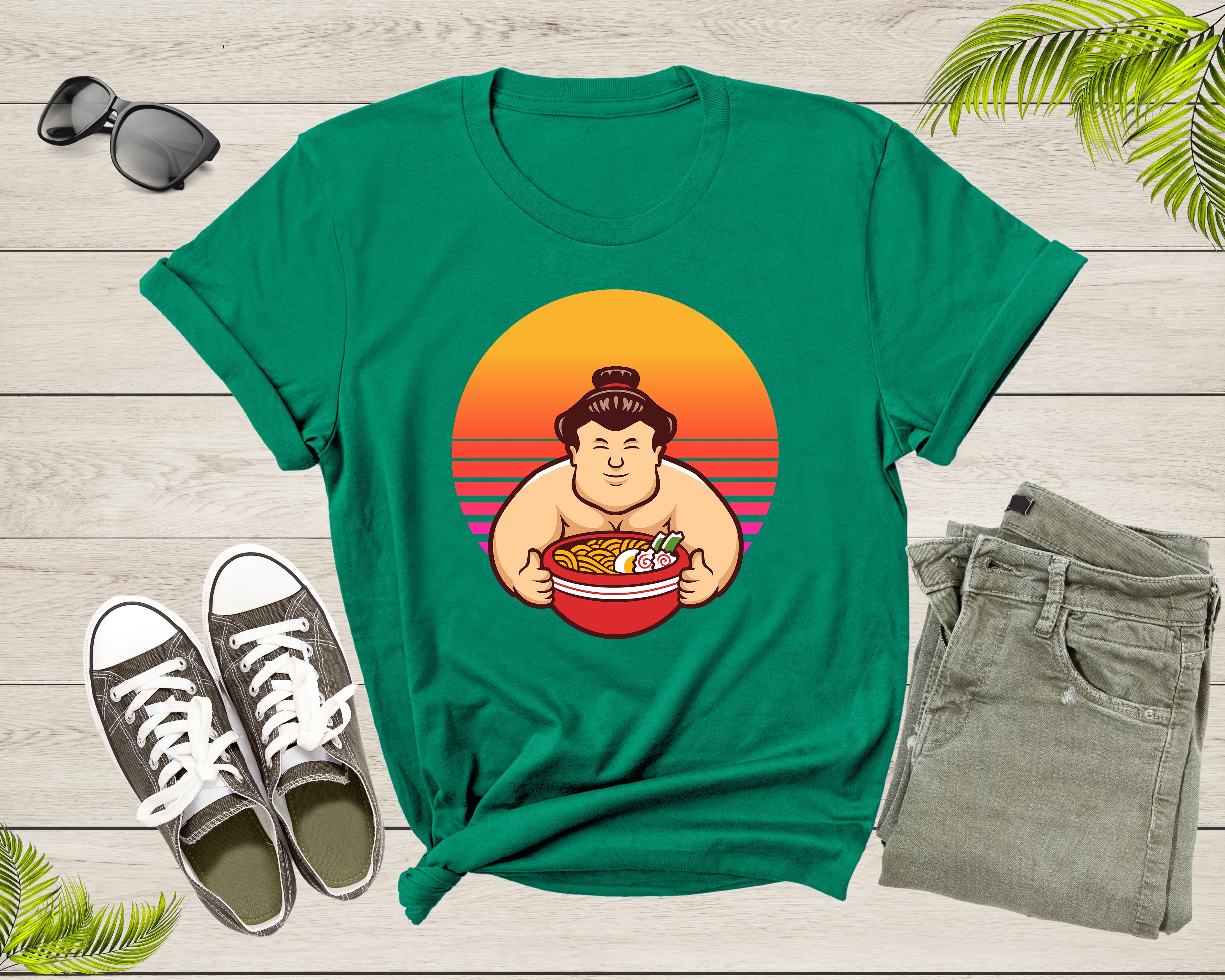 T-shirt Humoristique Sumo Câlins - Design Rétro Arc-en-ciel Japonais - Coton Léger - Coupe Classique - Homme/Femme - 9
