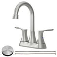 thumbnail image 4 of Brushed Nickel 4 Inch Centerset Bathroom Faucet with Pop-Up Drain & Supply Lines, 2-Handle Sink Faucet with Swivel Spout for Vanity or Basin (Lead-Free, Easy Install), 4 of 5