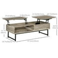 thumbnail image 3 of HOMCOM Modern Lift Top Coffee Table with Hidden Storage Compartment and Metal Frame, Center Table for Living Room, Grey, 3 of 10