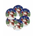 thumbnail image 7 of 15 Inch Round Placemats Set of 6, Navy Blue Snowman Christmas Non Slip Heat Insulation PP Table Mats, Green Xmas Tree Snowflake Winter Washable Place Mats for Kitchen Dining Party Table Decor, 7 of 7