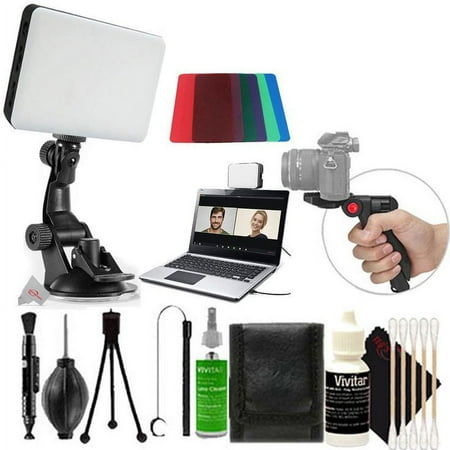 Image of Vivitar 120 Led Video Conference Lighting Kit Suction Cup Mount for Laptops and Monitors + Tabletop Tripod + Cleaning Kit