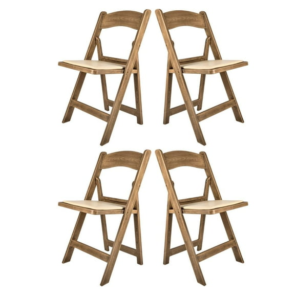 Chestnut Resin WoodGrain™ Folding Chair with Tan Cushion - by Chivari