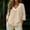 Beige, variant on CYMMPU Women's Summer Solid Color V Neck Lace Patchwork 3/4 Sleeve Top, Cotton Linen Loose Casual Breathable Blouse Blue L