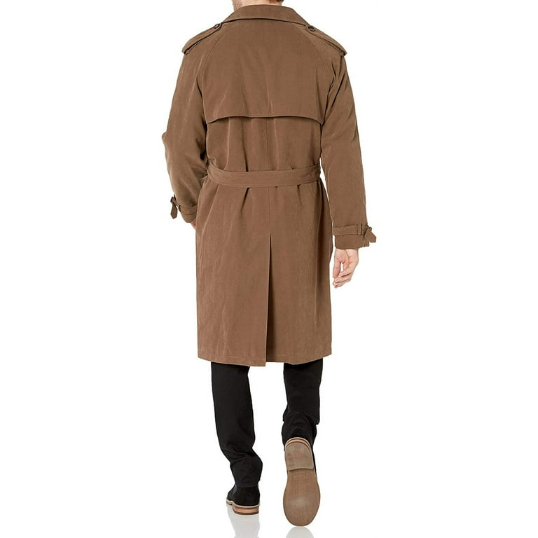 London Fog Men s Iconic Double Breasted Trench Coat with Zip Out Liner and Removable Top Collar British Khaki 44 Walmart