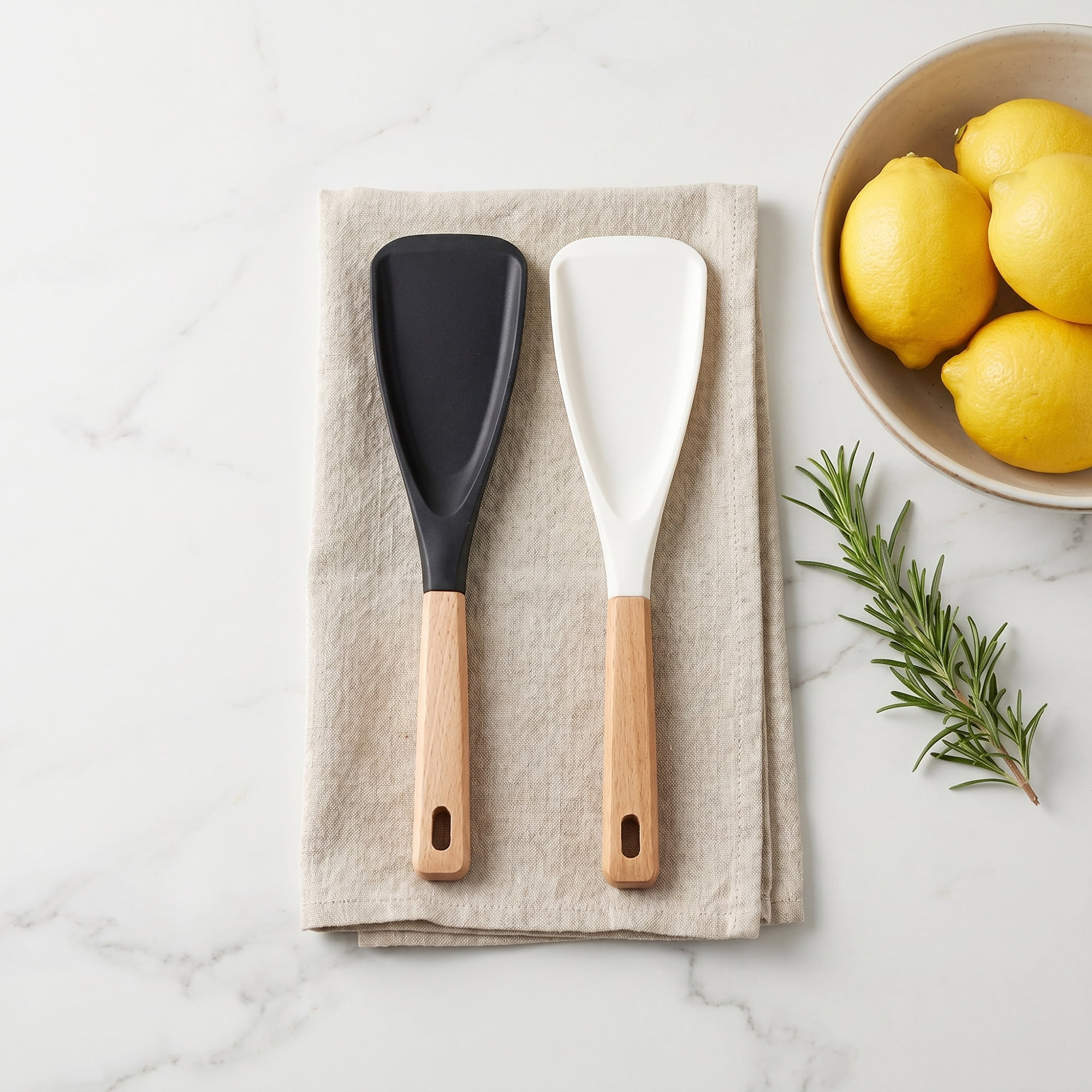 Unique Bargains Spatula Kitchen Heat-Resistant Cooking Utensil Black White 2Pcs