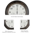 thumbnail image 3 of Pure Garden 18in Waterproof Indoor Outdoor Clock Thermometer Combo, Bronze, 3 of 8