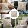 thumbnail image 4 of Throw Pillow Covers, Farmhouse Daisy 16x16 Pillow Covers for Couch/Sofa/Bed, Country Botanical Floral Blossom Decorative Square Linen Cushion Pillowcase for Home Decor, 4 of 9
