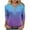 Purple, variant on Women's V Neck Ombre Color 3/4 Sleeve Tops Tees Tshirts Shirts Blouse with Gradient Effect for Fashionable Everyday Wear My Items