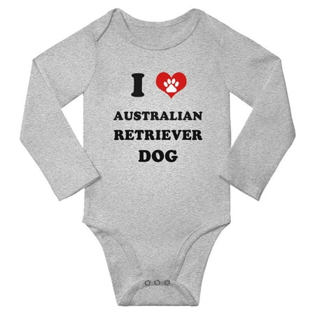

I Heart Australian Retriever Dog Baby Long Bodysuits (Gray 12-18 Months)