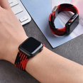 thumbnail image 4 of Boucle Solo Tressée Réglable avec Boucle Compatible avec Bracelet Apple Watch pour Hommes et Femmes, Bracelet Doux en Nylon Extensible Élastique pour iWatch Series SE 6 5 4 3 2 1 (Noir+rouge, 42/44mm), 4 of 5